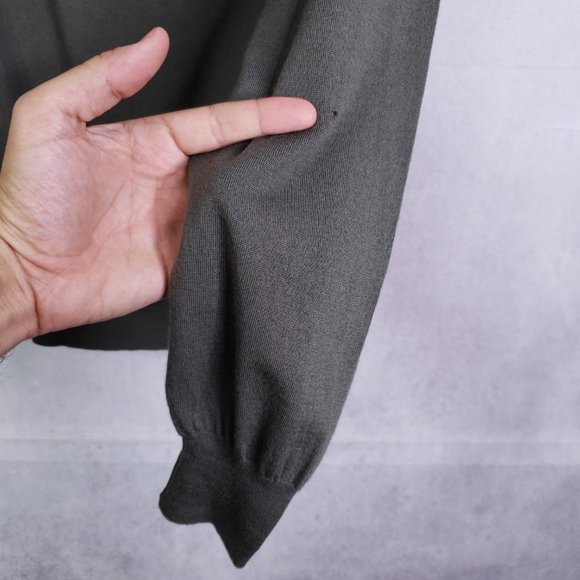 Brunello Cucinelli Wool Cashmere Men's Sz 54 V-Neck Knit Pullover Sweater Olive - Picture 9 of 10